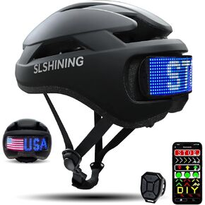 Adult Bike Helmet with LED Display, Smart LED Bicycle Helmet with Remote/APP Control, Waterproof Road Cycling Helmet with Turn Signals, with DIY Image Function, Speedometer, for Men/Women