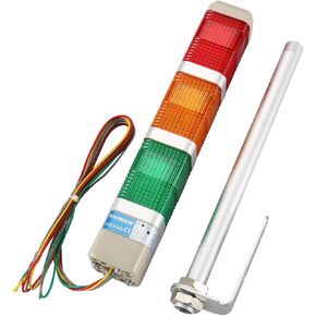 Baomain Industrial Signal Light Column LED Square Tower Light Indicator Continuous Light Warning Light Red Green Yellow DC 24V LTA-402T