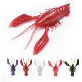 Crawfish Lures for Bass Fishing, Pre-Rigged Soft Fishing Lures, Amazing Bass Fishing Gifts for Men, 3inch, 5/8oz, 5Pcs
