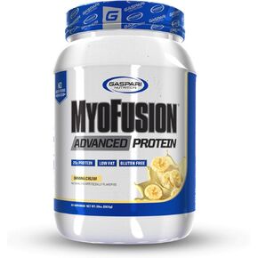 Gaspari Nutrition Myofusion البروتين المتقدم، مزيج البروتين مع بروتين مصل اللبن، بروتين الكازين والبروتين المعزول، قليل الدهون وخالي من الغلوتين (كريمة الموز، 4 رطل)