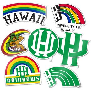 Desert Cactus University of Hawaii Stickers Rainbow Warriors UH Full Sheet Vinyl Decals Laptop Water Bottle Car Scrapbook (Type 2 - Vintage)