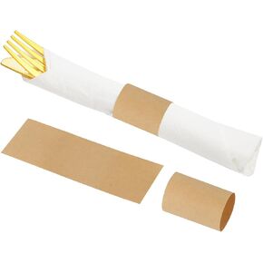 Kraft Napkin Bands, Paper Napkin Rings Self Adhesive,Silverware Wraps Bands,Table Setup Wedding Event Party Supply,200 Pcs/Kraft,NB-200-6Kraft