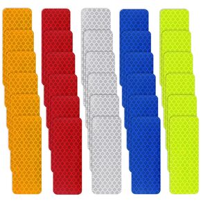 Reflective Tape Outdoor Waterproof 30PCS 1.18 X 3.14 in High Visibility Reflective Stickers Strips Warning Safety Adhesive Reflector Tape for Car Motorcycle Bike Trailer Helmet Mailbox Bag(5 Colors)