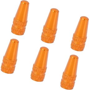 6pcs French Type Valve Caps Aluminum Alloy Bike Bicycle Tire Valve Stem Caps Dust Covers Orange Durable Material