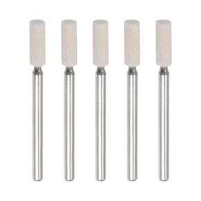 HARFINGTON 5pcs Wool Felt Mounted Mandrel Points 4mm Head 1/8 Inch Shank Cylinder Polishing Bits Burrs Felt Polishing Buffing Wheel for Rotary Tool
