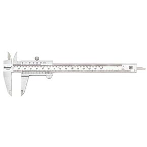 Starrett Vernier Caliper with Hardened Stainless Steel Depth Rod, Lock Screw and Sharp, Black Graduations - Metric, English, 0-6" Range, .001" Graduations - 125MEA-6/150