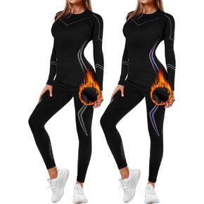 Patelai 2 Set Women's Thermal Ski Underwear Long Breathable and Warm Johns Base Layer Womens Cold Weather for Women