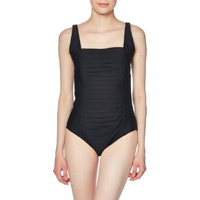 Calvin Klein Women's Full Coverage Pleated Panel One Piece Swimsuit
