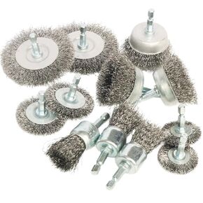 12 Pack Carbon Steel Wire Wheel Brush,Cup Brush, Pen Brush Set with 1/4-Inch Hex Shank for Rust Removal, Corrosion and Scrub Surfaces
