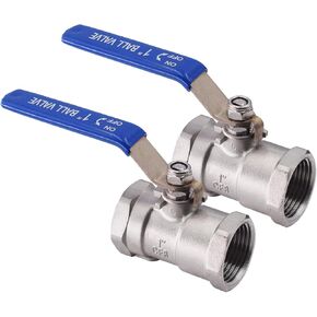 صمام كروي 1/4 بوصة، من الفولاذ المقاوم للصدأ عالي التحمل، منفذ كامل مع مقبض عازل من الفينيل الأزرق، خيط NPT أنثى × أنثى (1/4 بوصة 2P 2pcs 304) in Kuwait