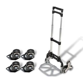 Load 330 Pound Heavy Stair Climbing Cart Crystal Wheel Folding Hand Truck Dolly Cart Grocery Shopping Cart (Basic Version 6 Rounds,with Bag)