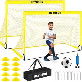 Kids Soccer Goals for Backyard, 5x3.6 ft Soccer Nets for Kids, Soccer Training Equipment for Kids Toddler Youth Soccer Goal, Pop Up Portable Soccer Net for Outdoor Sports Games (Yellow)