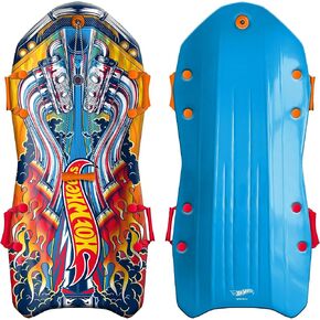 Hot Wheels Premium Foam Snow Sled with Sound Effect by Artikfun | Includes Motion Activated Sound Effect | Tow Rope and Handles | Outdoor use for Winter or Summer | 50in-127cm Design Length |