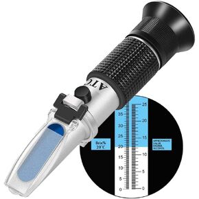 Wine Refractometer, BOWONG Hand Held Brix/Alcohol Refractometer with ATC for Wine Making Homebrew Kit, Dual Scale(Brix 0-40%, Alcohol 0-25%)