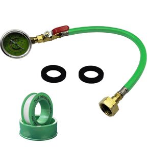 Stainless Steel Water Test Pressure Gauge Kit, Water Pressure Gauge with 15.7'' Hose, 0-200 Psi Pressure Gauge, 3/4" GHT Female Thread Water Pressure Test Gauge for Home, Industrial, Garden, Green