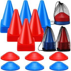 Vinsot 108 Pack Plastic Traffic Cones Set 48 Pack Agility Field Marker Soccer Cones 60 Pack Disc Training Cones with 3 Portable Bags for Skating Basketball Football Practice Drills
