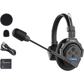 SYNCO XTalk X1 2.4GHz Wireless Headset with Microphone Intercom System Random Master Device Design for Movie Shoot Live Show Stage Performance (1 PCS)