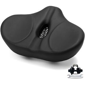 Noseless Oversized 14.8in Wide Bike Seats for Women & Men Comfort,Compatible for E-Bikes,Cruiser Bikes,Exercise Bikes,Peloton Bikes