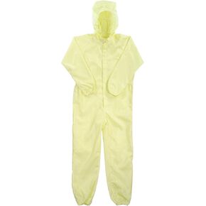 MECCANIXITY ESD Lab Coat Anti Static Clothing Science One Piece Clothes Elastic Cuff with Hat Hood Wear Uniform Work for Men Women (Yellow, 2XL)