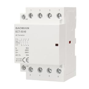 Baomain AC Contactor 50A 4 Pole Normally Open Universal Circuit Control 35mm DIN Rail Mount CE Listed BCT-50/40 (4NO, AC24V)