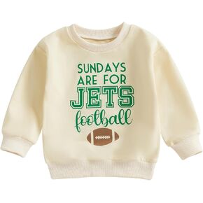 Toddler Football Fans Clothes Jets Football Print Long Sleeve Sweatshirt Oversized Pullover Shirt Kids Sport Outfit