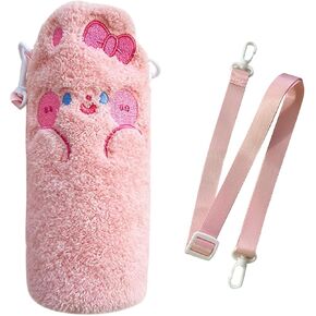 Cute Water Bottle Sleeve Insulated Water Bottle Cover for Stainless Steel/Glass/Plastic Bottles (Khaki Cute Plush Little Bear)