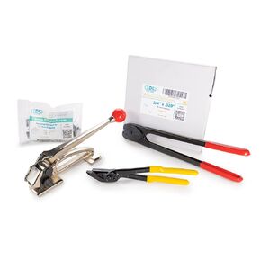 IDL Packaging PRO 5/8" x 400' Steel Strapping Kit, 1400 lbs Break Strength – Professional Grade Tools & Mini Strapping Coils – Enough Strapping and Seals for 200 Uses Before Refill