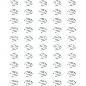 RLECS 50PCS 13mm Width Polyester Strapping Buckle Metal Wire Buckle Silver Heavy Duty Galvanised Buckle Strapping Buckle for Polypropylene Strapping and Cord