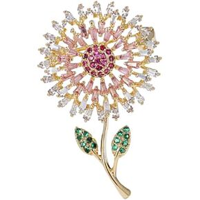 14K Gold Women Trendy Gold Brooch Accessory with Moissanite and Pearl, Decoration Sunflower Pin for Summer Fashion, Womens Brooches and Pins
