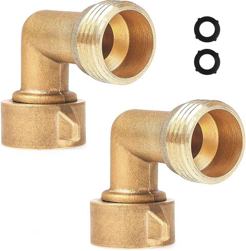 2pack خرطوم الكوع 90 درجة لRV، WUFOTY محول خرطوم مياه الشرب، لخرطوم المياه RV، اتصال مدخل مدينة RV، حديقة سكنية في الهواء الطلق صنبور خرطوم الكوع، 3/4 "تركيبات خرطوم النحاس الصلب العربة in Saudi Arabia