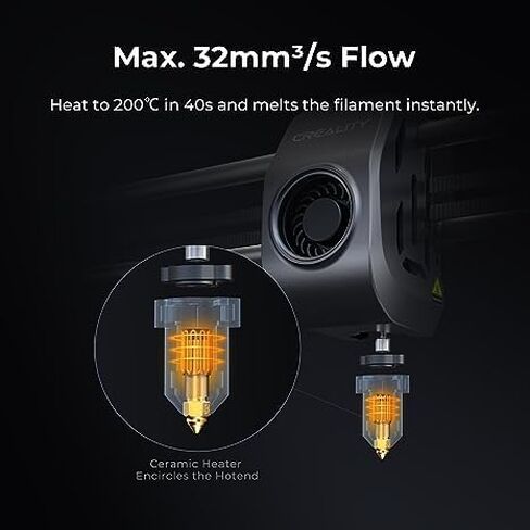 طابعة Creality K1 MAX ثلاثية الأبعاد، طابعة سريعة ثلاثية الأبعاد، سرعة تصل إلى 600 مم / ثانية وتسارع 20000 مم / ثانية مربعة، قدرة متعددة الألوان، دقة طباعة 100 ± 0.1 مم، مبرد مراوح مزدوجة، بحد أقصى. 32 مم³/ثانية تدفق ساخن in Kuwait