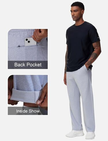 THE GYM PEOPLE Men's Baggy Sweatpants Lightweight Lounge Open Bottom Athletic Workout Pants with Pockets in Saudi Arabia