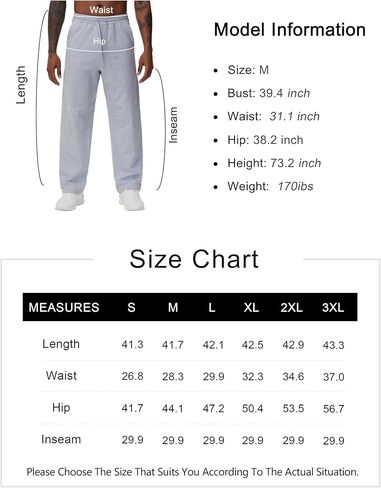 THE GYM PEOPLE Men's Baggy Sweatpants Lightweight Lounge Open Bottom Athletic Workout Pants with Pockets in Saudi Arabia
