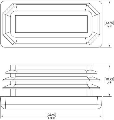 Caplugs 99191806 Plastic Plug for Rectangular Tubing. RER-1 1/2X2 1/2-12-1, PE-LD, Hole Width 1.500" Hole Length 2.500" Wall Thickness 12-16 Ga. (.109-.065)", Black (Pack of 60) in Saudi Arabia