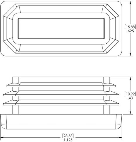 Caplugs 99191806 Plastic Plug for Rectangular Tubing. RER-1 1/2X2 1/2-12-1, PE-LD, Hole Width 1.500" Hole Length 2.500" Wall Thickness 12-16 Ga. (.109-.065)", Black (Pack of 60) in Saudi Arabia