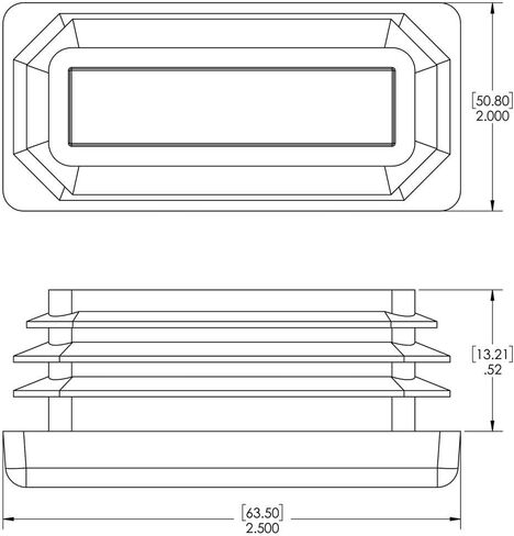 Caplugs 99191806 Plastic Plug for Rectangular Tubing. RER-1 1/2X2 1/2-12-1, PE-LD, Hole Width 1.500" Hole Length 2.500" Wall Thickness 12-16 Ga. (.109-.065)", Black (Pack of 60) in Saudi Arabia