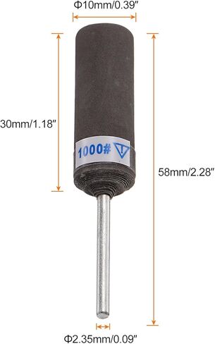 HARFINGTON 10pcs Abrasive Sandpaper Rolls 1000 Grit 2.35mm Shank Sanding Drums Sleeves Cylinder Grinding Head for Woodworking Glass Metal Polishing in Kuwait