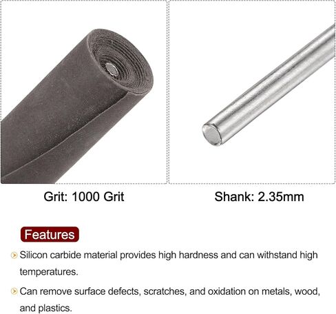 HARFINGTON 10pcs Abrasive Sandpaper Rolls 1000 Grit 2.35mm Shank Sanding Drums Sleeves Cylinder Grinding Head for Woodworking Glass Metal Polishing in Kuwait