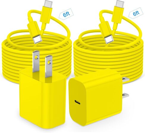 iPhone 15 Charger Fast Charging,20W USB C Fast Charger for iPhone 15/15 Plus/Pro Max, iPad Pro 12.9/11 inch, iPad Air 5th/4th, iPad 10th, 2Pack Type C Wall Charger Block with 6FT Long USB C to C Cable in Saudi Arabia