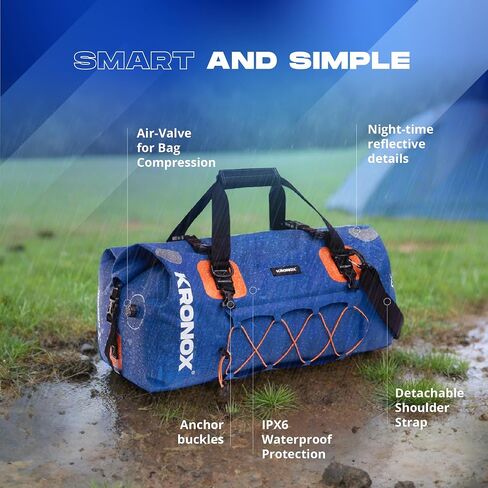 KRONOX Waterproof Duffel Bag Large - Heavy-Duty Drybag Waterproof Bags for Boating. Ideal as a Boat Bag, Camping Duffle Bag and Waterproof Luggage in Saudi Arabia