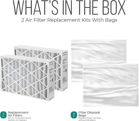 Honeywell 16x25x4 Furnace Filters, FC100A1029 Filter Replacement, Merv 11 Filter Media with Homequip Disposal Bag (2 Pack) in Saudi Arabia
