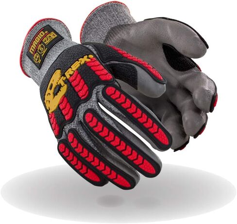 MAGID T-REX TRX442 Flex Series Lean Lightweight Impact Gloves, 1 Pair, Polyurethane Palm Coated, Size 7/S, Salt & Pepper in Saudi Arabia