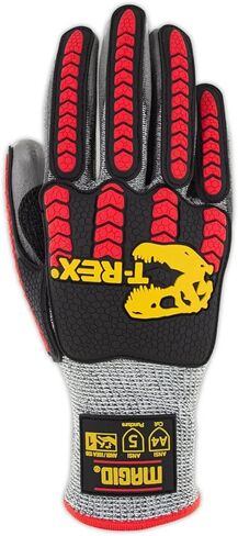 MAGID T-REX TRX442 Flex Series Lean Lightweight Impact Gloves, 1 Pair, Polyurethane Palm Coated, Size 7/S, Salt & Pepper in Saudi Arabia