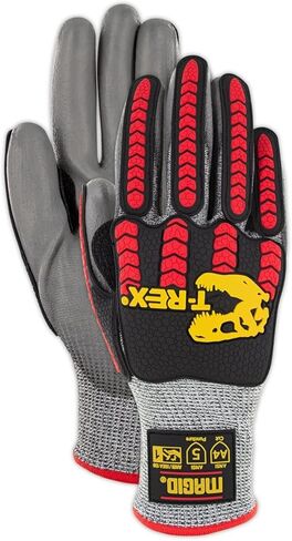 MAGID T-REX TRX442 Flex Series Lean Lightweight Impact Gloves, 1 Pair, Polyurethane Palm Coated, Size 7/S, Salt & Pepper in Saudi Arabia