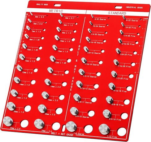 Thread Checker, 44 Nut and Bolt Thread Checker, Bolt Size and Thread Gauge 22 Standard and 22 Metric, Thread Size Checker Pitch Gauge, Wall-Mountable Bolt Thread Identifier Gauge with Inch & CM Ruler in Saudi Arabia