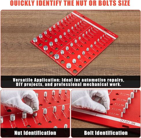 Thread Checker, 44 Nut and Bolt Thread Checker, Bolt Size and Thread Gauge 22 Standard and 22 Metric, Thread Size Checker Pitch Gauge, Wall-Mountable Bolt Thread Identifier Gauge with Inch & CM Ruler in Saudi Arabia