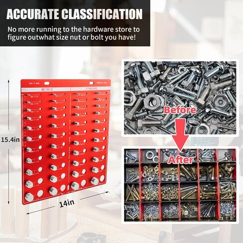 Thread Checker, 44 Nut and Bolt Thread Checker, Bolt Size and Thread Gauge 22 Standard and 22 Metric, Thread Size Checker Pitch Gauge, Wall-Mountable Bolt Thread Identifier Gauge with Inch & CM Ruler in Saudi Arabia