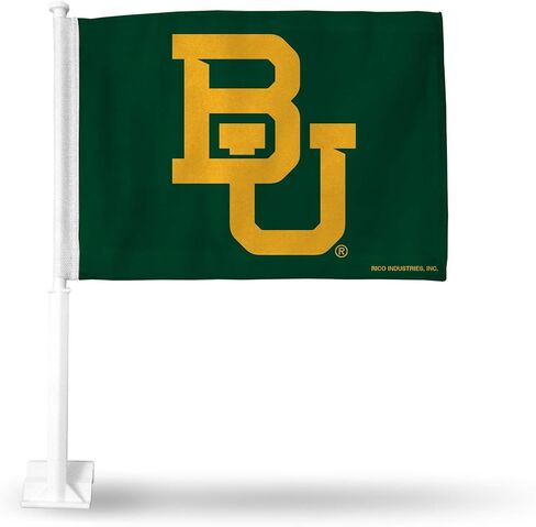 Rico Industries NCAA Baylor Bears Green Double Sided Double Sided Car Flag - 16'' x 19'' - Strong Pole that Hooks Onto Car/Truck/Automobile in Saudi Arabia