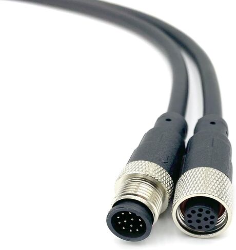 1Meter M12 12 Pins Connector Cable, Male to Female Straight Circular Connector Molding Cable A Code Industrial Molded Cable IP67 Waterproof Unshielded PVC Cable 30V 1.5A AC/DC AWG26（3.28ft） in Saudi Arabia