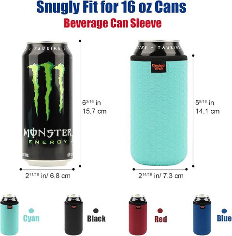 Desing Wish 12oz Can Cooler Sleeve, 12 OZ Standard Beer Can Sleeves Non-slip Neoprene Soda Pop Cans Coolers Sleeves Beverage Insulator Holder Beer Bottles Coolers 4 Pack (Red/Black/Blue/Cyan) in Kuwait